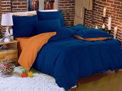 Двухстороннее постельное белье "Синий+ Оранжевый"
