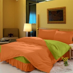 Комплект постельного белья с цельной простынью - подзором Медовый + Салатовый