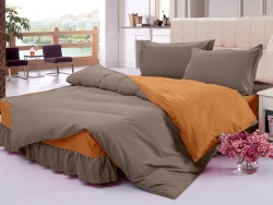Комплект постельного белья с цельной простынью - подзором Порох + Медовый