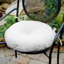 Декоративная подушка на стул модель 3 круглая, на завязках, Белый
