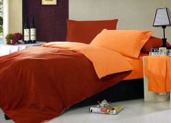 Двухстороннее постельное белье Оранжевый + Винный