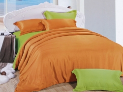 Двухстороннее постельное белье Оранжевый + Салатовый