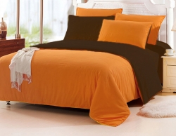 Двухстороннее постельное белье "Оранжевый+ Коричневый "