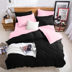 Подростковое двустороннее постельное белье Черный + Розовый