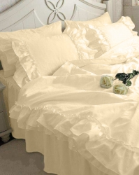 Комплект  постельного белья с двойной рюшей Шампань Премиум модель 2